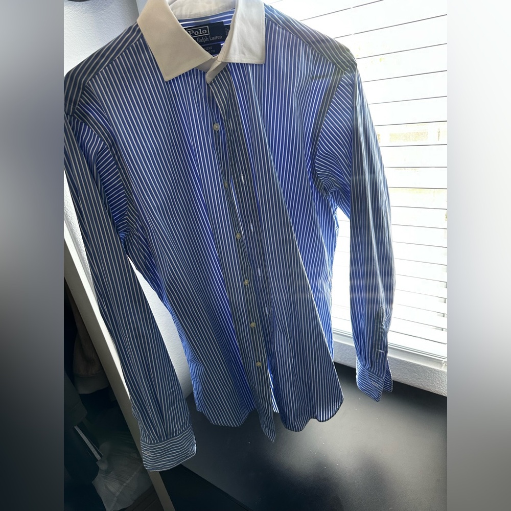 Ralph Lauren Blue & White Striped Dress Shirt